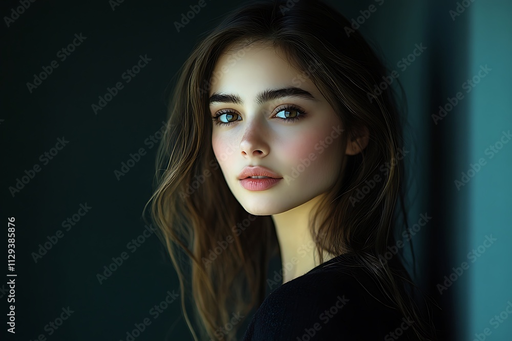 Young Woman Green Eyes Closeup Soft Light Portrait Young Woman Green Eyes Closeup Soft Light Portrait