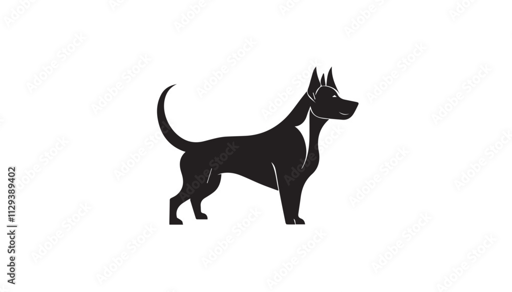 Dog silhouette. Vector illustration of dog silhouette. Vector black silhouette of a dog isolated on a white background. Dog silhouette. Vector illustration of dog silhouette. Vector black silhouette of a dog isolated on a white background.