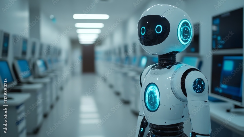 AI-powered robots performing healthcare diagnostics. AI-powered robots performing healthcare diagnostics.