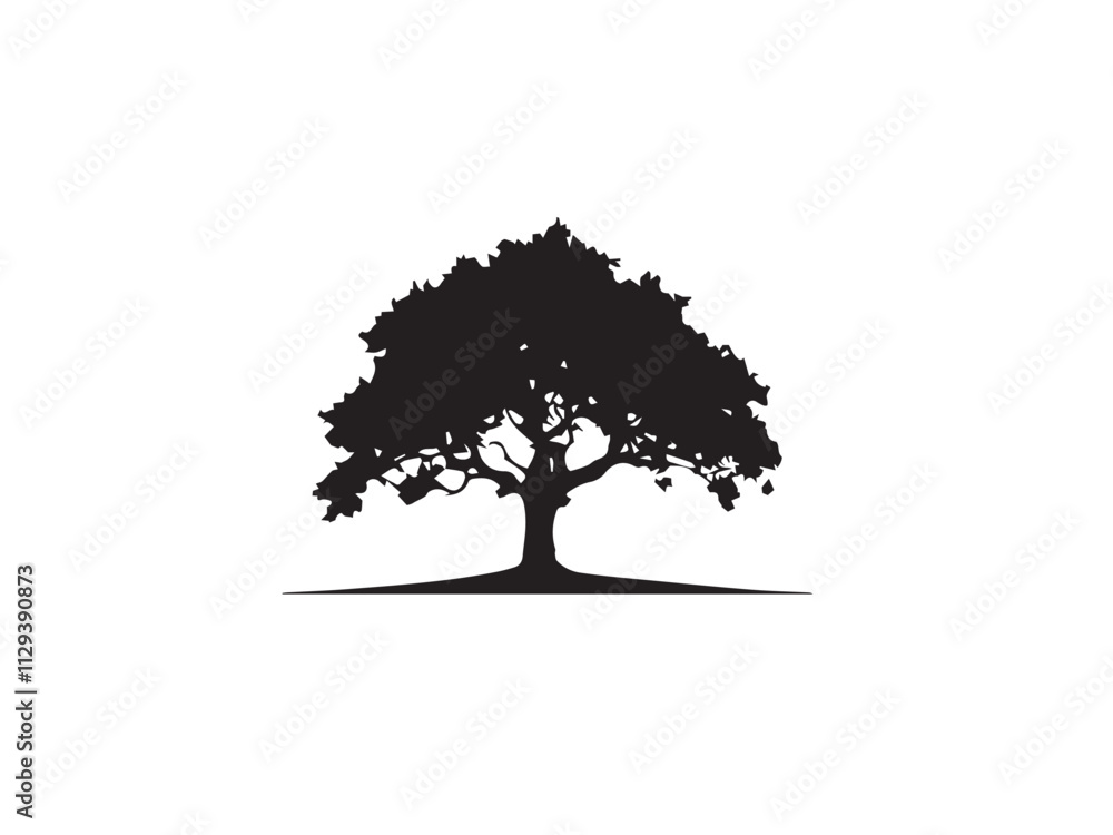 Fototapeta premium Black tree Silhouette on white background. Black and white tree vector silhouette. Vector illustration.