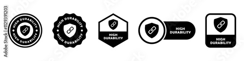 High Durability  - vector signs for product information label.