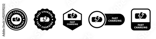 Fast Charging - vector signs for information label.
