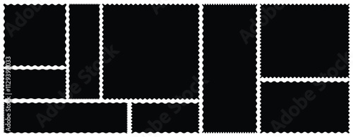 wavy edge shapes. or frames Set of frames with zigzag edge, scallop edge shape. Rectangle shape frame with zigzag edge. zigzag frame. Geometric zig zag wavy edge stickers, frames, shapes.