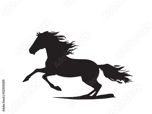 Black horse silhouette isolated on white background. Black horse silhouette vector illustration. 