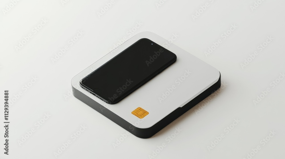 Modern mobile phone with sim card on a white base. Modern mobile phone with sim card on a white base.