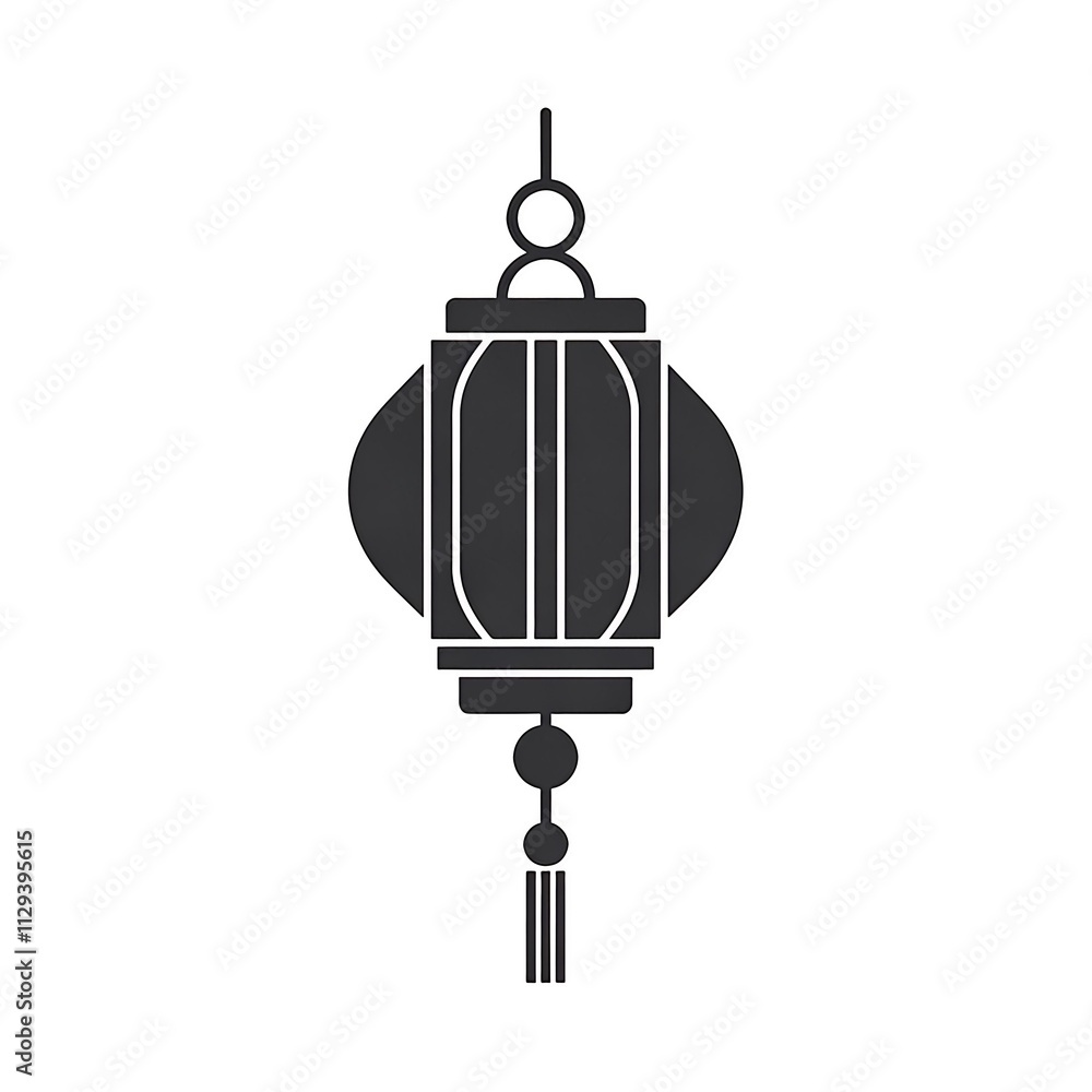 Obraz premium Simple and minimalist lantern for Chinese New Year celebration, in black and white.