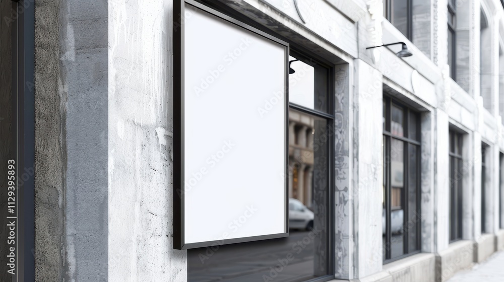 Modern blank shop sign urban street signage display contemporary viewpoint Modern blank shop sign urban street signage display contemporary viewpoint