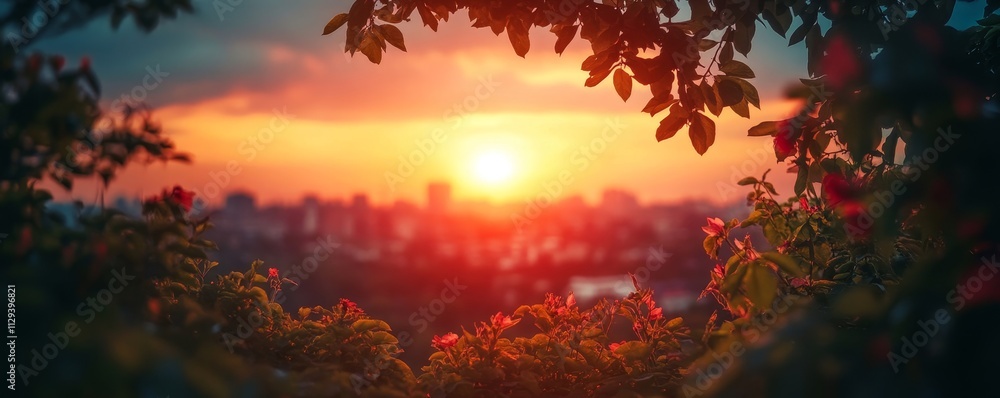 Nature framed within urban walls at sunrise, Generative AI Nature framed within urban walls at sunrise, Generative AI