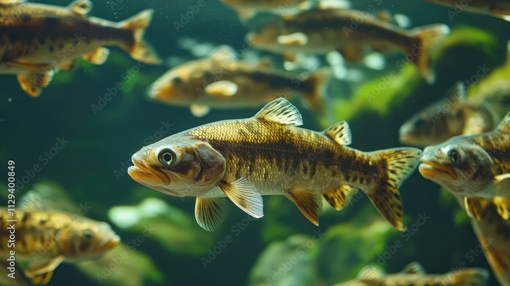 Fototapeta premium Freshwater fish swimming in a natural habitat highlighting the importance of proper cooking to prevent fluke infections before consumption