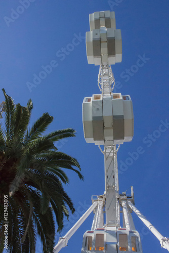 large Ferris wheel, view from below