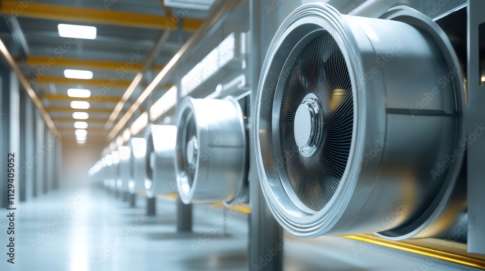 Fototapeta premium High capacity industrial ventilation fans in a modern facility showcasing advanced design and engineering efficiency