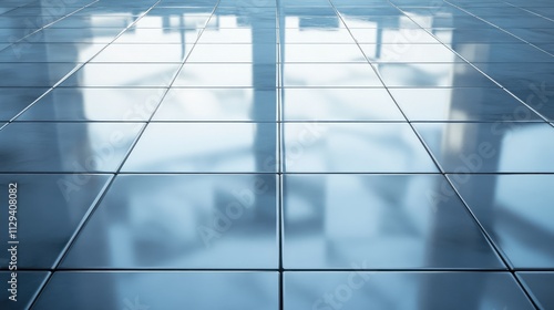 Wallpaper Mural Modern glossy tile floor with reflections creating a bright and clean appearance suitable for interior design or architectural backgrounds Torontodigital.ca