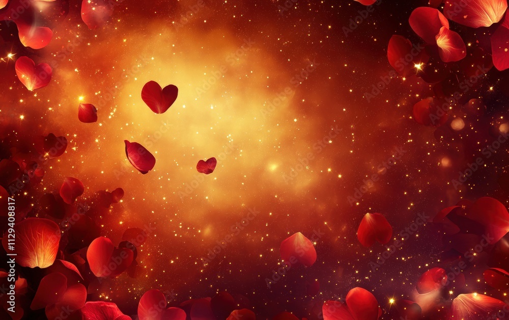 valentines day background with rose petals and empty space for text