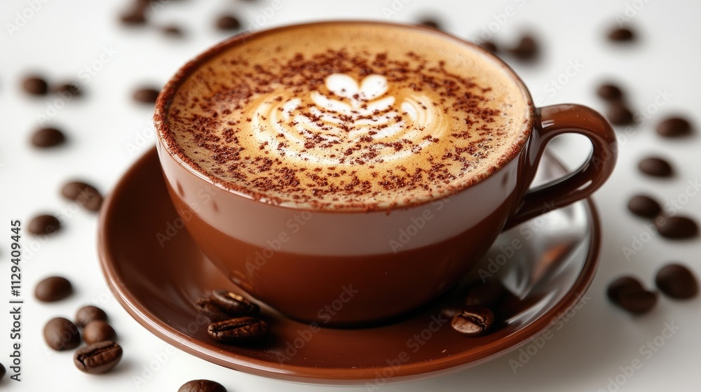 Barista preparing a beautifully crafted cup of coffee with chocolate sprinkles in a cozy cafe setting Barista preparing a beautifully crafted cup of coffee with chocolate sprinkles in a cozy cafe setting