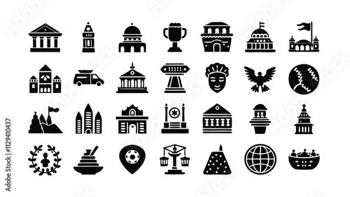 Cultural & Historical Icons editable stroke outline  set of different types small icons isolated on white background flat vector illustration