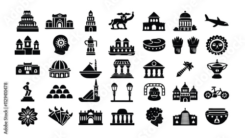 Cultural & Historical Icons editable stroke outline  set of different types small icons isolated on white background flat vector illustration