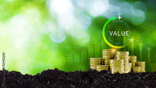 Tableau sur toile Increase value service, growth value, company value added, business leverage val