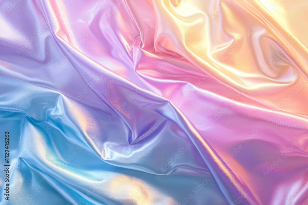 Obraz premium Pastel iridescent fabric with vibrant folds