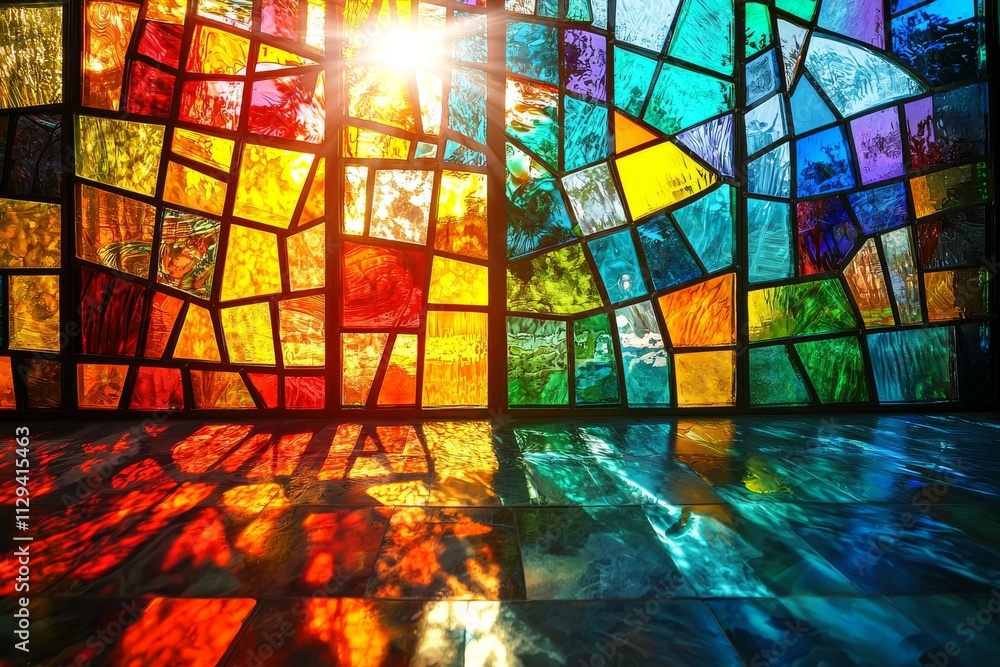 custom made wallpaper toronto digitalVibrant stained glass wall with sunlit reflections
