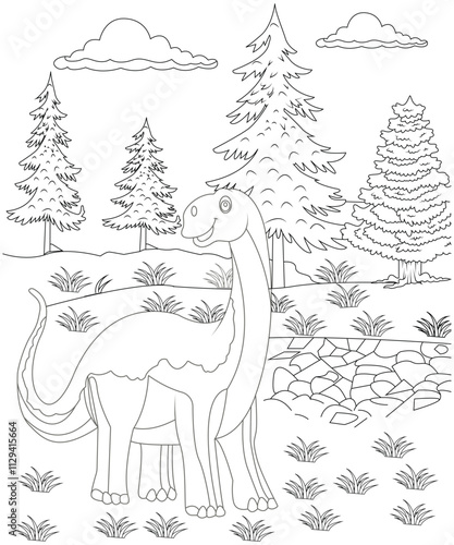 Unique Dinosaur coloring page for kids and adults. Dinosaur coloring page for children