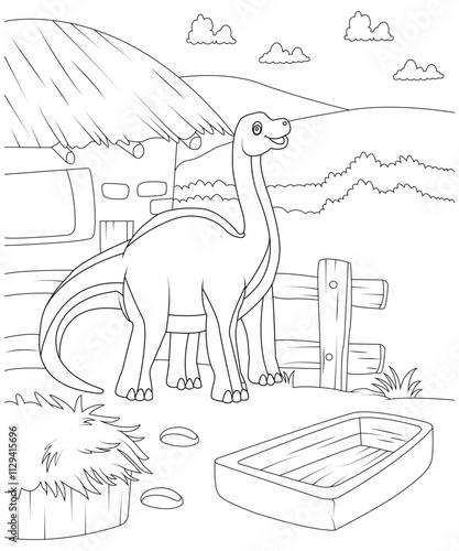 Unique Dinosaur coloring page for kids and adults. Dinosaur coloring page for children photo