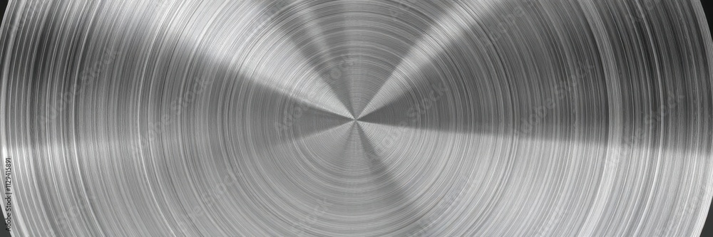 Obraz premium Circular metal brushed texture background with reflective surface and subtle silver hues, silver