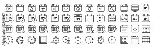 calendar icon, vector line icons.