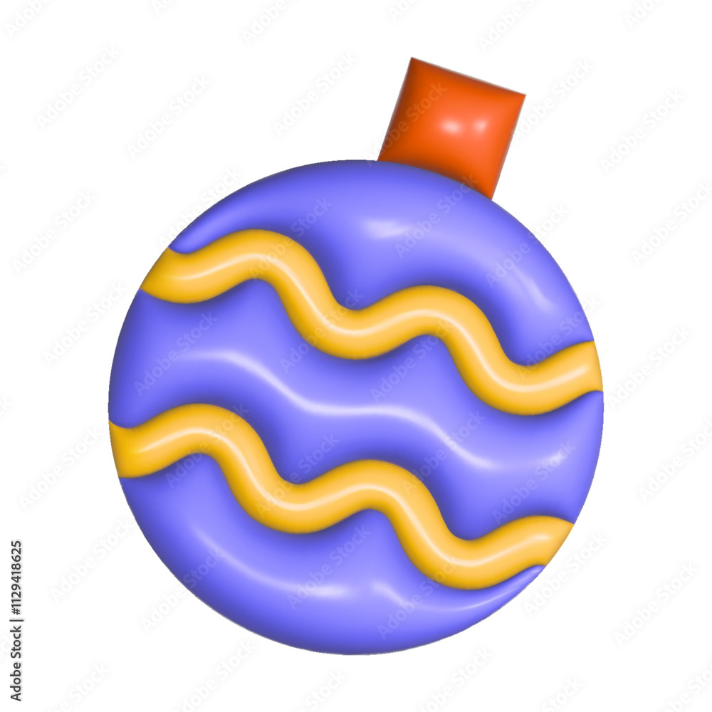 Christmas inflated 3D sticker of a New Year's toy in y2k style. Christmas and New Year design element with embossed effect and reflective plastic texture. Christmas inflated 3D sticker of a New Year's toy in y2k style. Christmas and New Year design element with embossed effect and reflective plastic texture.