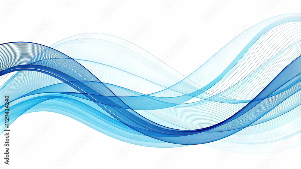 Abstract design of blue liquid texture on white background. Premium background of intertwining waves of horizontal movements Abstract design of blue liquid texture on white background. Premium background of intertwining waves of horizontal movements
