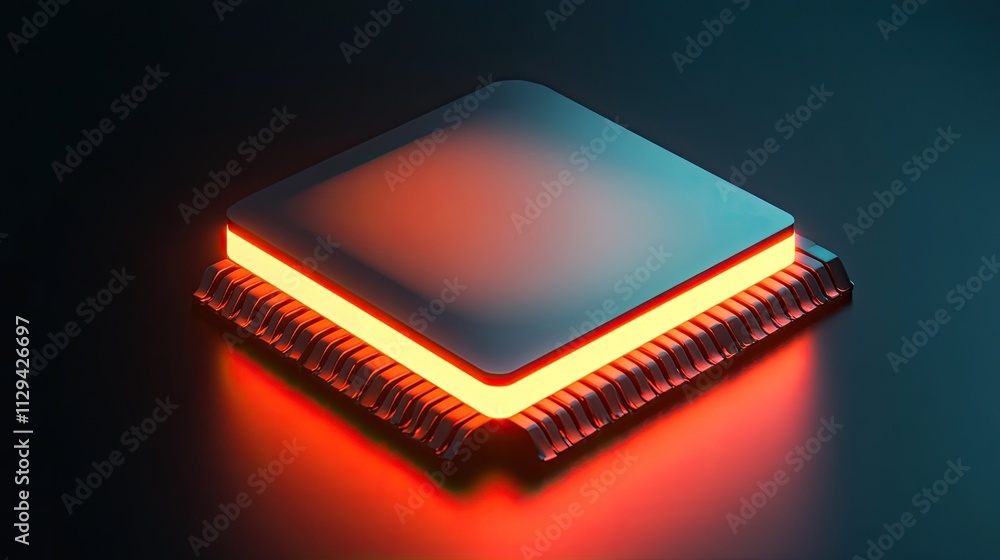 Glowing square processor chip on dark background. Glowing square processor chip on dark background.