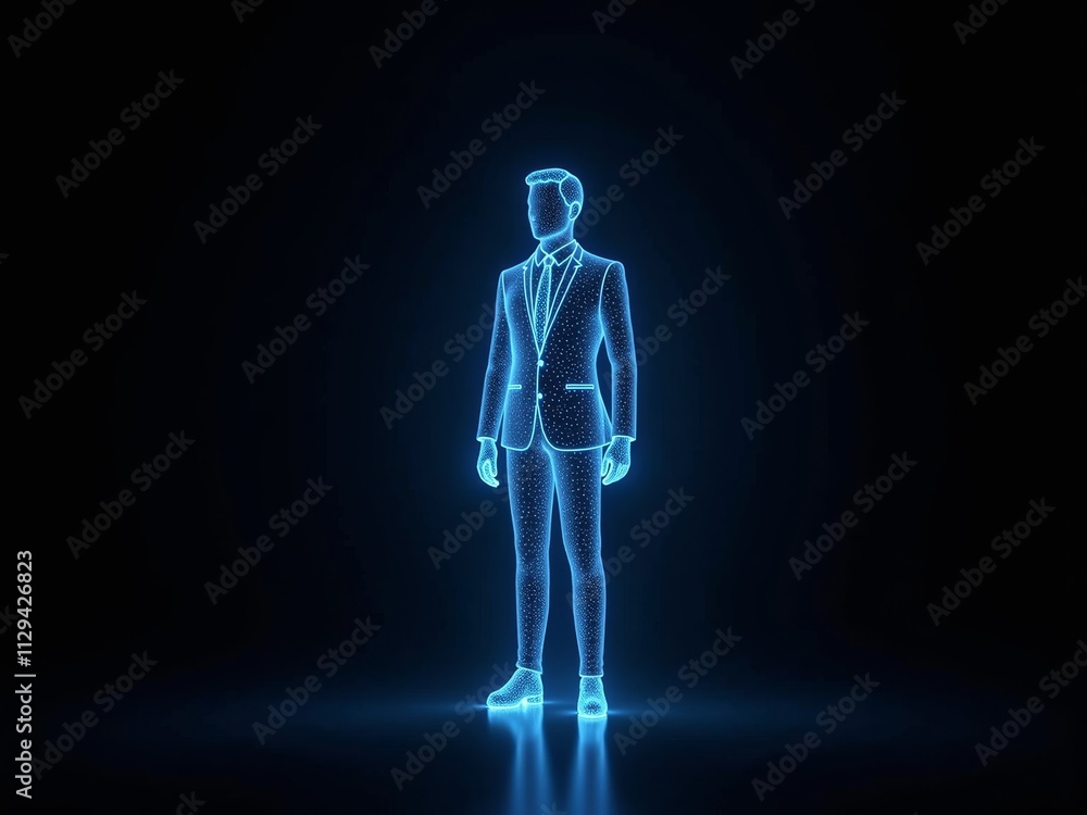 hologram illustration of a businessman posing. hologram illustration of a businessman posing.