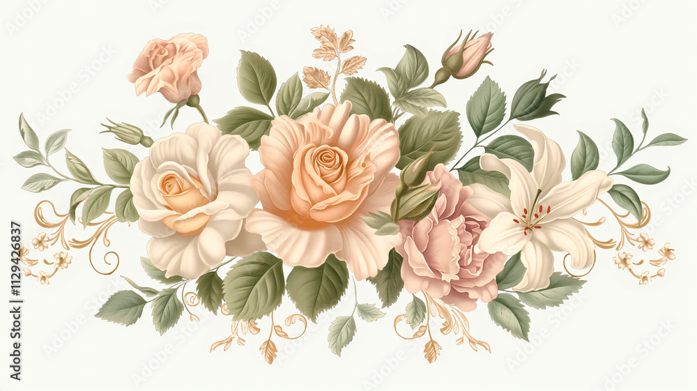 Fototapeta premium Elegancia Clásica: Estampado Victoriano Floral