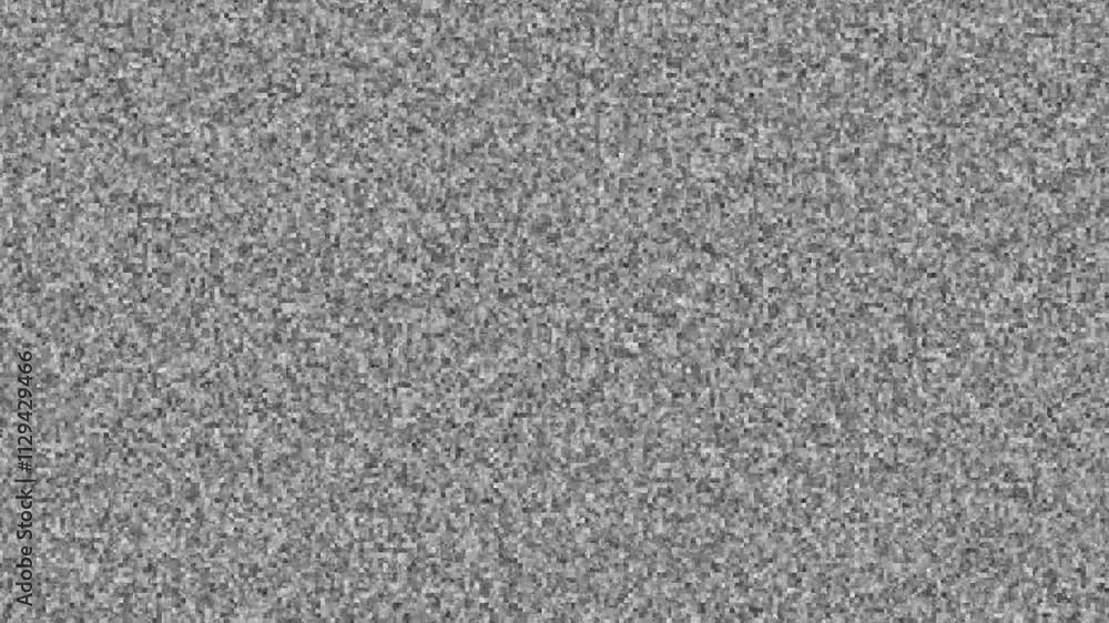 Old Retro TV - Static tv black and white noise caused by bad signal reception 4k noise and grain with vignette Background animation. Tv noise background animation.