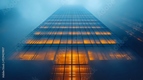 Wallpaper Mural A tall building with a foggy sky in the background Torontodigital.ca