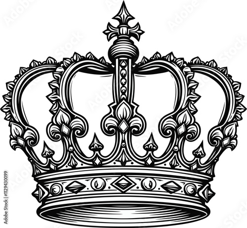  A hand drawn engraving style Big Crowns vector illustrations for print and packaging.