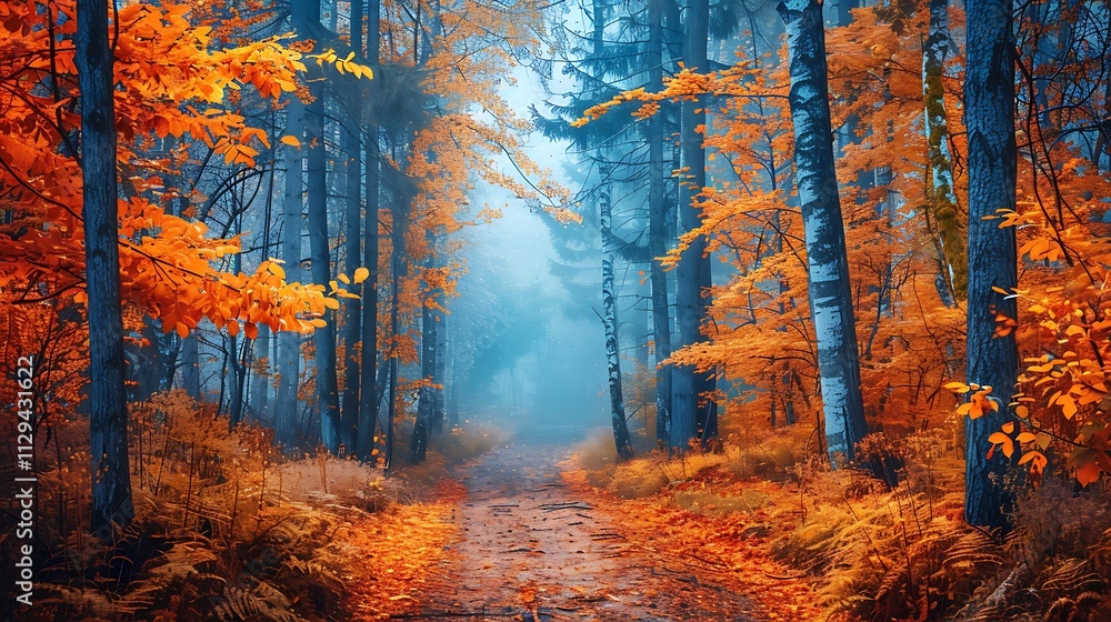 Fototapeta premium Autumn trees in forest