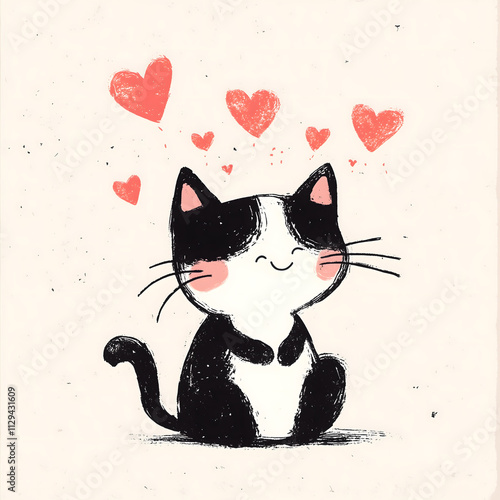 Cute Valentine's Day card. Love concept. Greeting card, a sign of attention to a loved one. Valentine's Day background. AI generation