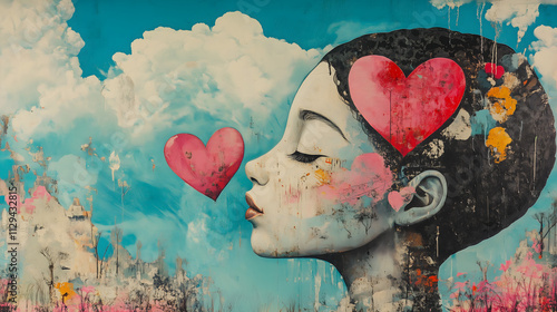 Cute Valentine's Day greeting card. AI generation