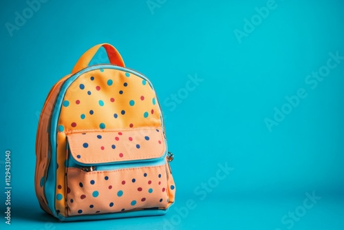 Stylish school backpack with colorful dots, ready for a new academic year