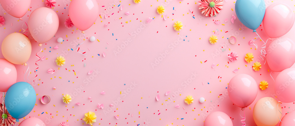 Celebración en Colores: Globos y Confeti de Fiesta Celebración en Colores: Globos y Confeti de Fiesta