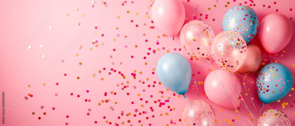 Celebración en Colores: Globos y Confeti de Fiesta Celebración en Colores: Globos y Confeti de Fiesta