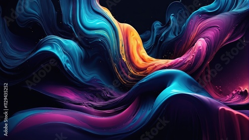 abstract multi-colored wave pattern that is shiny and flowing in a modern style