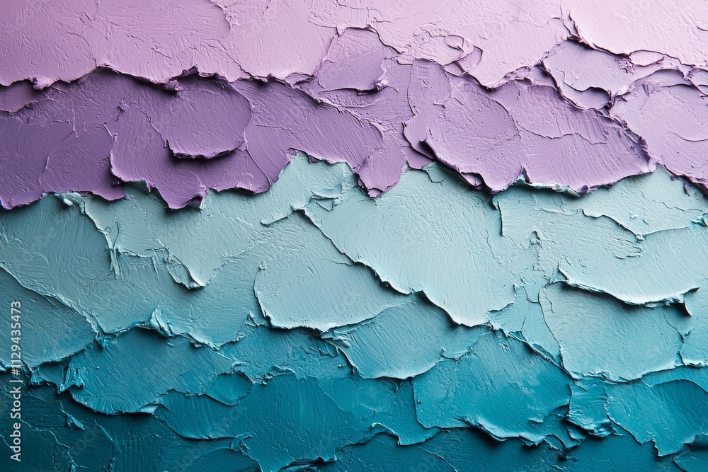 Layered textured paint in purple and teal Layered textured paint in purple and teal