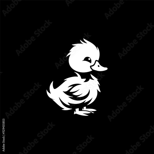 Hand drawn sketch style duckling. Cute baby duck. Poultry. Best for Easter themed designs. Retro style. Vector illustration on white.