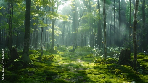 Beautiful japanese forest scene photo