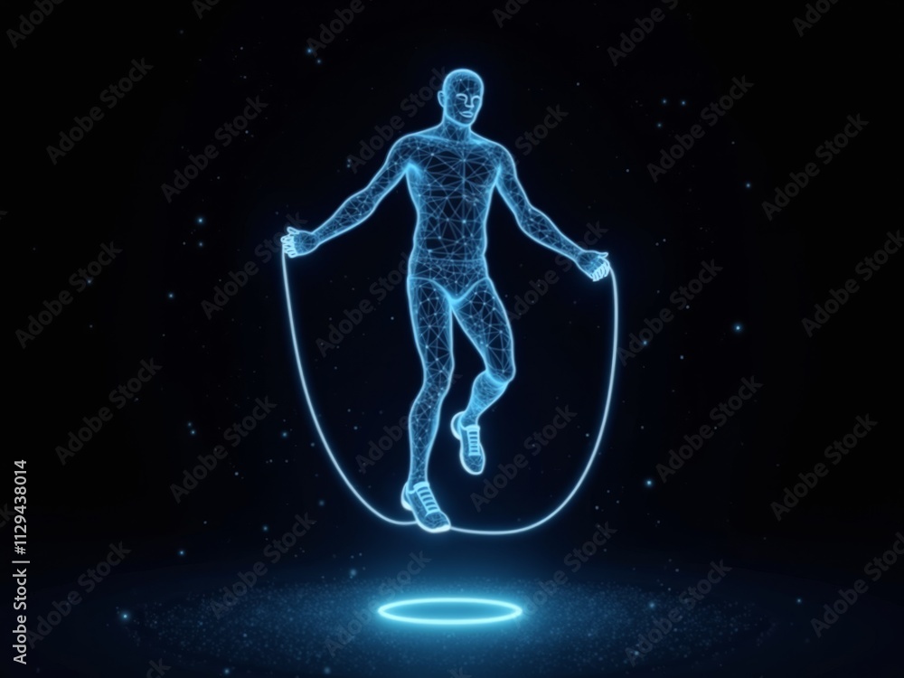Advanced hologram of a person jumping rope. Advanced hologram of a person jumping rope.