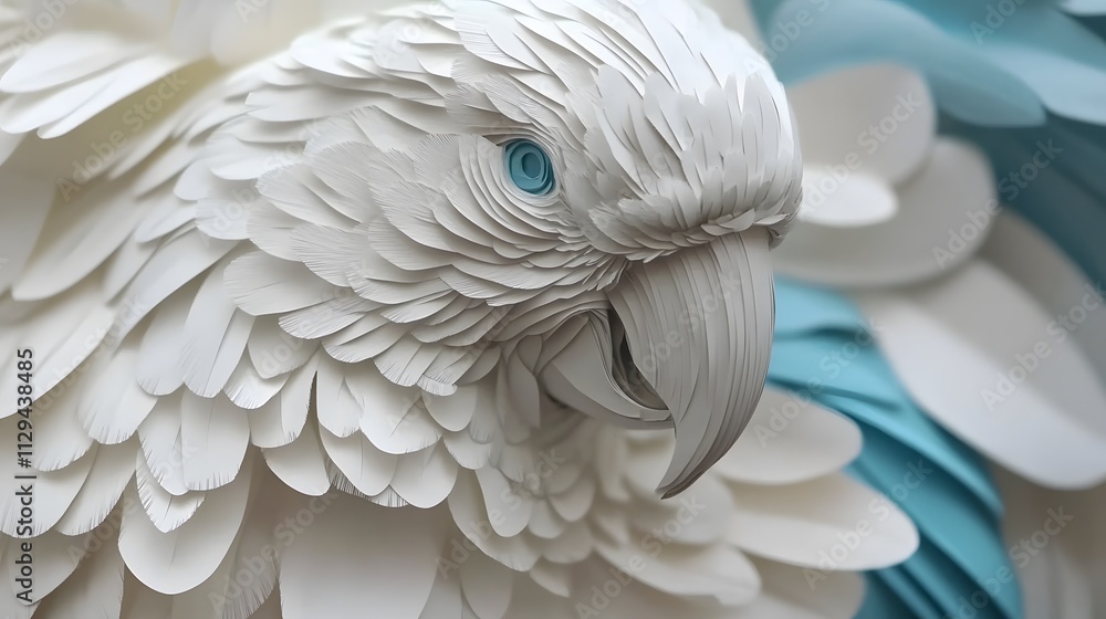 Fototapeta premium Macaw with Flowers, Formed With Paper Cut Art, Abstract Image, Texture, Pattern Background, Wallpaper, Cover and Screen of Smartphone, PC, Laptop, 9:16 and 16:9 Format