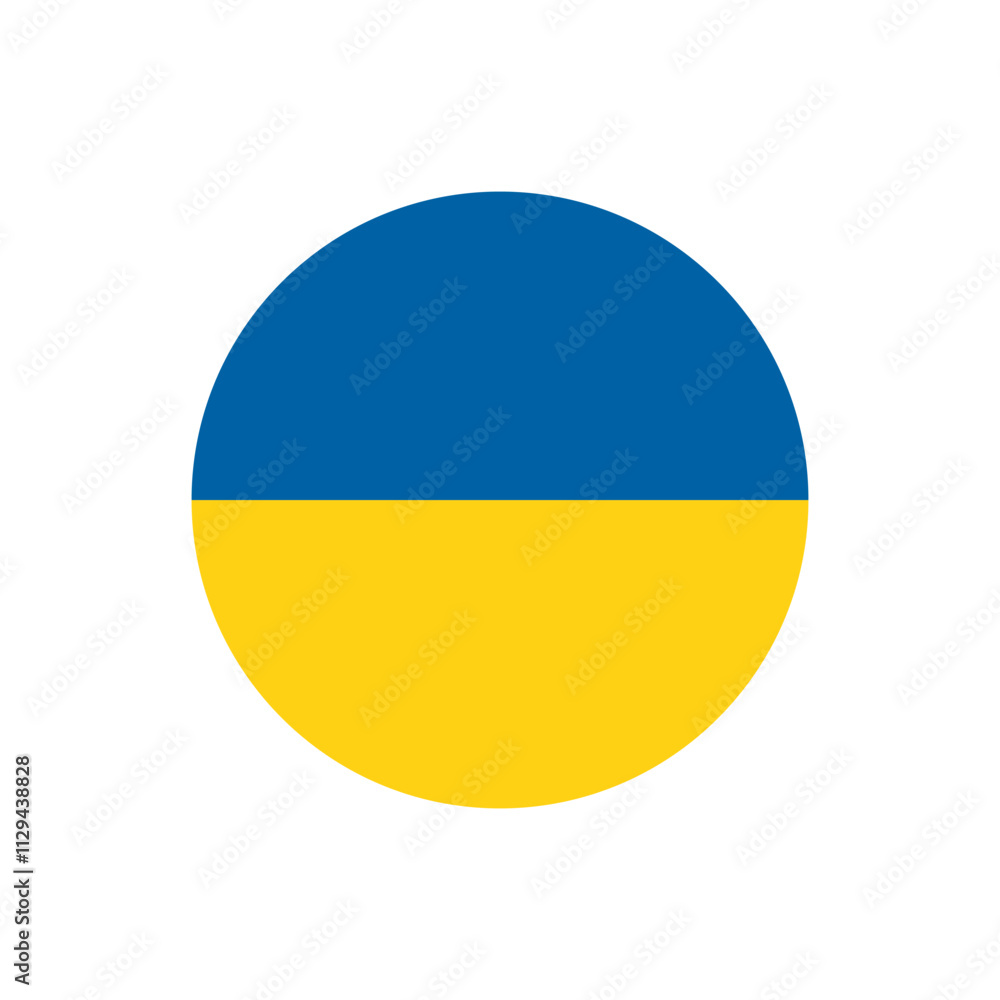 Ukrainian Flag in Cirle Vector Flat Icon Design. National Symbol. Round Geometric Shape with Dark Blue and Yellow National Colours for Web, App and Packaging. Ukrainian Flag in Cirle Vector Flat Icon Design. National Symbol. Round Geometric Shape with Dark Blue and Yellow National Colours for Web, App and Packaging.