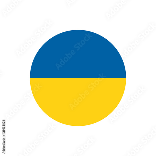 Ukrainian Flag in Cirle Vector Flat Icon Design. National Symbol. Round Geometric Shape with Dark Blue and Yellow National Colours for Web, App and Packaging.