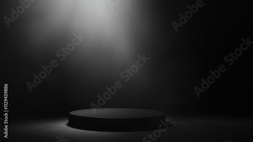 Empty Product Stage with Dramatic Lighting. Dark Product Background Template.